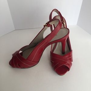 XAPPEAL Red Peep Toe Platform Heels